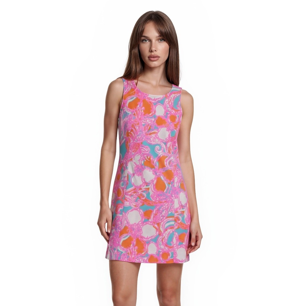 Lilly Pulitzer Dress Women's Size Small Pink Floral Paisley Cutout Back Terry